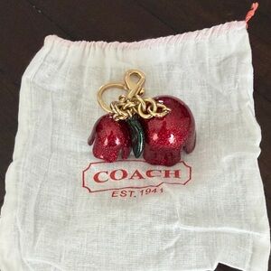 Coach Glittering Red Floral keychain/bag charm